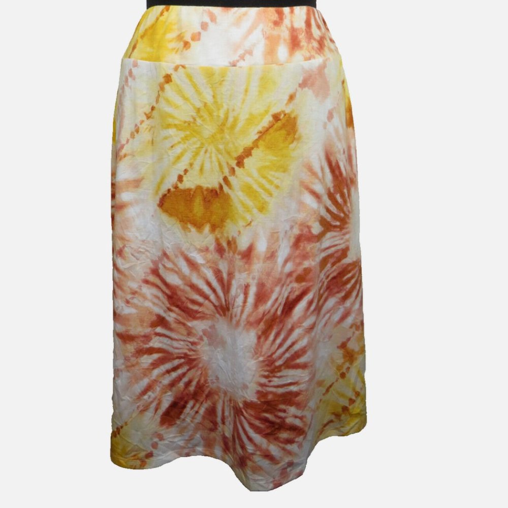 Cato Women's Rust Orange Multi Tie Dye Skirt Plus Size 14-16 - Picture 8 of 11
